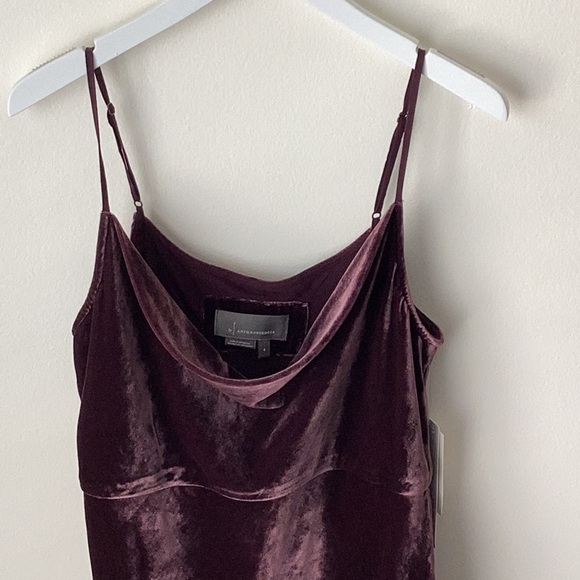Anthropologie The Elyse Velvet Bias Slip Dress in Chocolate - Picture 7 of 11